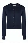 Maison Kitsuné Cropped Cardigan With Round Neckline And Ribbed Detailing In Blue