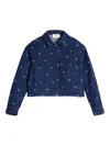 Maison Kitsuné Navy Zipped Cropped Denim Jacket