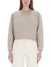 Maison Kitsuné Knitwear With Ribbed Cuffs And Crew Neck In Neutral