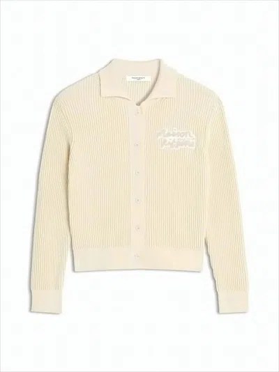 Maison Kitsuné Cropped Ribbed Knit Cardigan With Button-down Front In Neutral