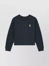 Maison Kitsuné Cropped Sweatshirt With Crew Neck And Long Sleeves In Blue