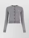 MAISON KITSUNÉ CROPPED WOOL CARDIGAN WITH RIBBED CUFFS AND HEM