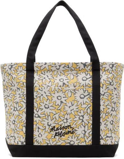 Maison Kitsuné Daisy Field Large Jacquard Tote In Black