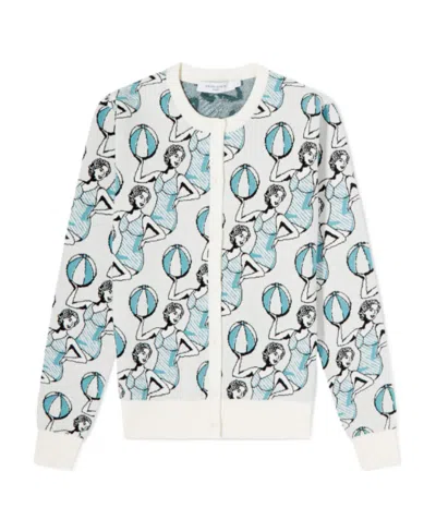 Maison Kitsuné Dancer Pattern Knitted Cardigan In White