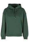 Maison Kitsuné Dark Green Relaxed Fit Hoodie With Embroidered Logo In Green