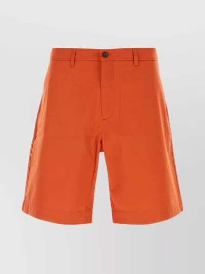 Maison Kitsuné Dark Orange Cotton Bermuda Shorts In Red