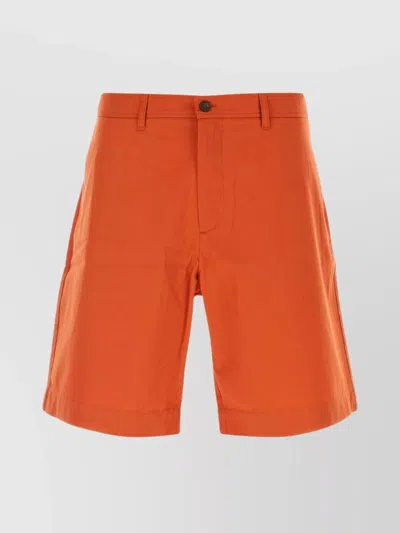 MAISON KITSUNÉ DARK ORANGE COTTON BERMUDA SHORTS