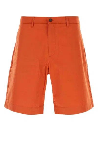 MAISON KITSUNÉ DARK ORANGE COTTON BERMUDA SHORTS