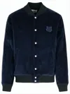 Maison Kitsuné Deep Navy Corduroy Bomber Jacket With Subtle Emblem In Blue