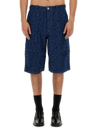 Maison Kitsuné Denim Bermuda Shorts In Blue