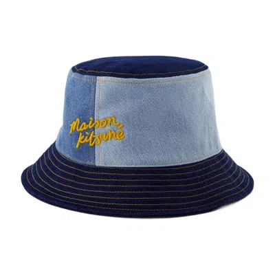 Maison Kitsuné Denim Bucket Hat In Blue