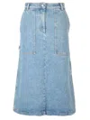 Maison Kitsuné Denim Midi Skirt Skirts Blue In Blue