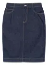 Maison Kitsuné Midi Denim Skirt With Rear Slit In Blue