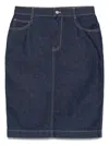 Maison Kitsuné Midi Denim Skirt With Rear Slit In Blue