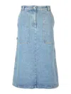 Maison Kitsuné Denim Midi Skirt Skirts Blue In Blue