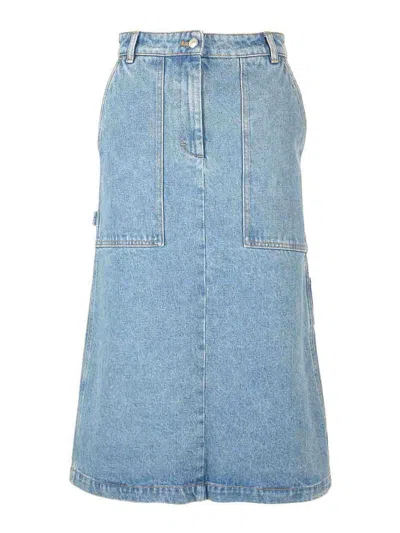 MAISON KITSUNÉ DENIM MIDI SKIRT