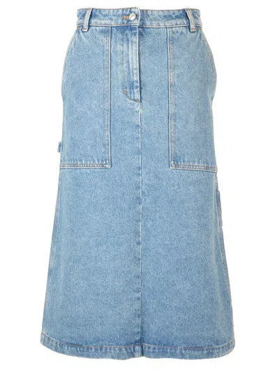 MAISON KITSUNÉ DENIM MIDI SKIRT SKIRTS BLUE
