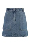 Maison Kitsuné Light Blue Denim Miniskirt In Denim