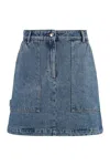 Maison Kitsuné Light Blue Denim Miniskirt In Denim