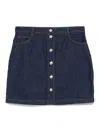 Maison Kitsuné Indigo Buttoned Denim Miniskirt In Blue