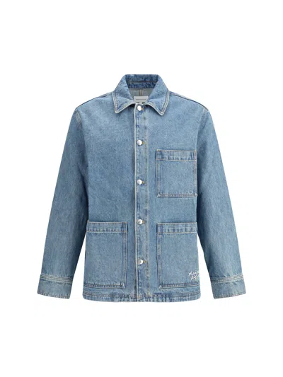 Maison Kitsuné Denim Shirt Jacket In Light Stone Indigo