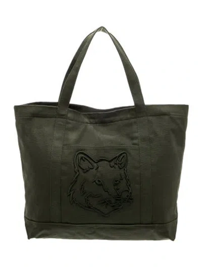 Pre-owned Maison Kitsuné Denim Tote In Green