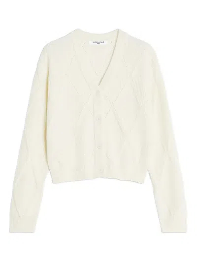 Maison Kitsuné Diamond Buttoned Knitwear In White