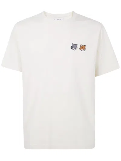 Maison Kitsuné "double Bold Fox" Head Comfort Tee-shirt Clothing In White