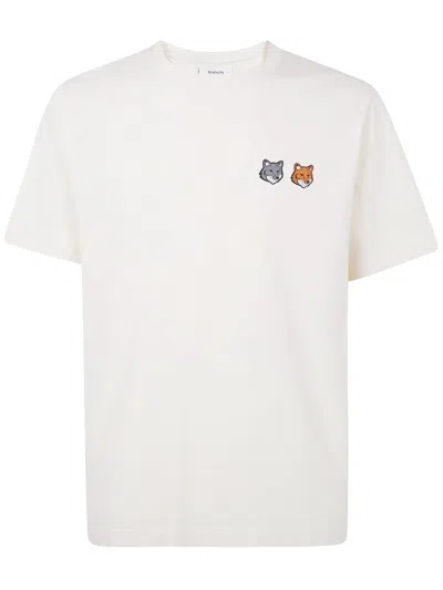 Maison Kitsuné "double Bold Fox" Head Comfort Tee-shirt In White