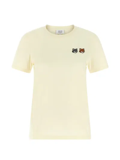 Maison Kitsuné Off-white Double Bold Fox Head Comfort T-shirt In Multi