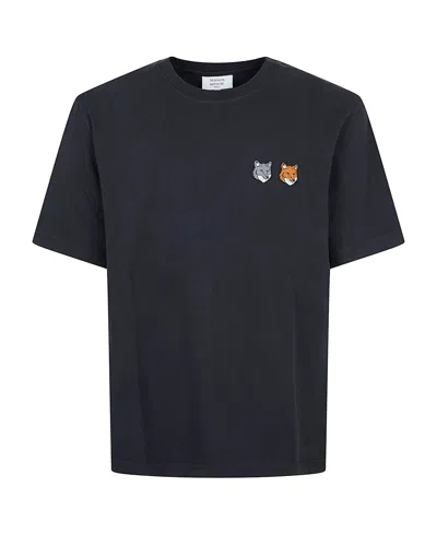 Maison Kitsuné Double Fox Head Comfort Tee-shirt In Blue