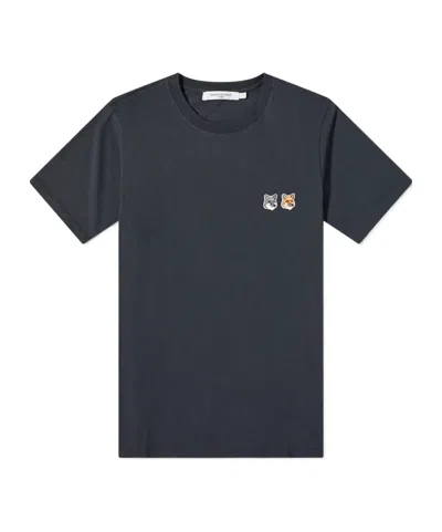 Maison Kitsuné Double Fox Head Patch T-shirt In Black
