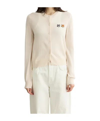 Maison Kitsuné Double Fox Head Regular Cardigan In Brown