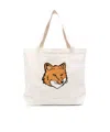 Maison Kitsuné Printed Cotton Tote Bag In White