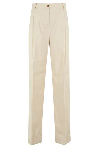 Maison Kitsuné Double Pleats Pants In White