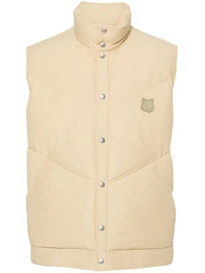 Maison Kitsuné Bold Fox Head Quilted Gilet In Neutrals