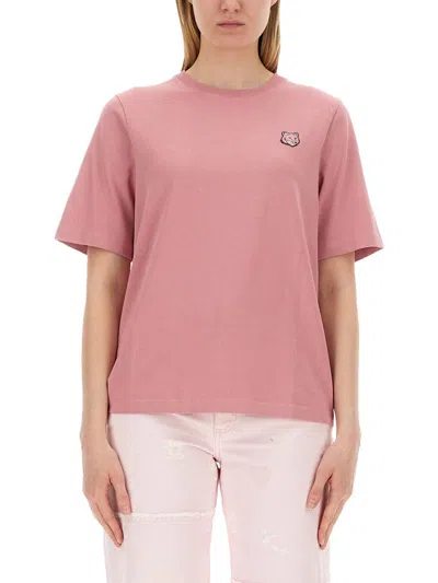 Maison Kitsuné Dpp-t-shirt Fox Head In Pink