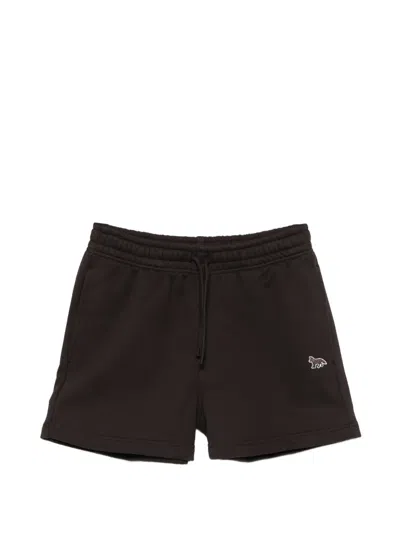 Maison Kitsuné Fox Cub Logo Shorts Elastic Waistband In Black
