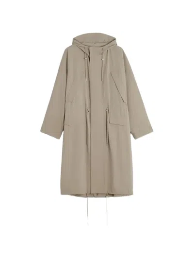 Maison Kitsuné Drawstring-hood Parka Coat In Gray