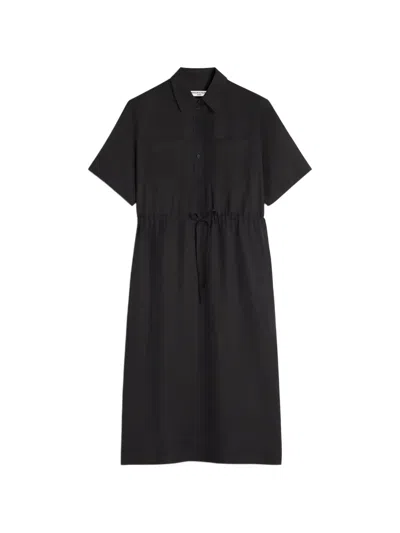 Maison Kitsuné Drawstring-waist Shirt Midi Dress In Black