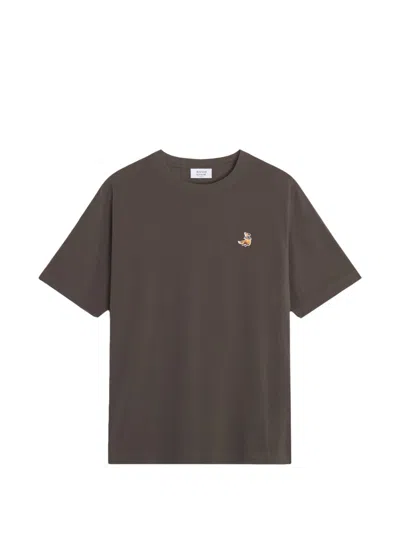 Maison Kitsuné T-shirt In Cotton With Dreaming Fox Application In Brown