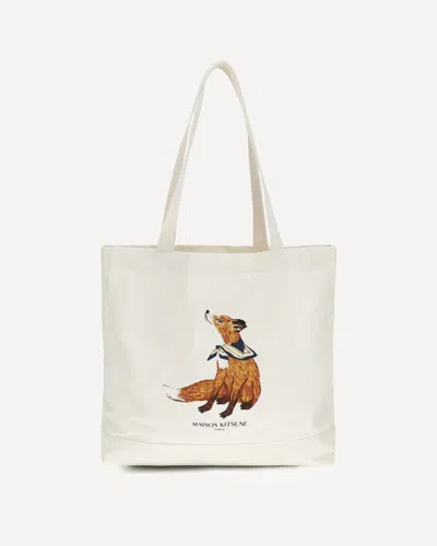 Maison Kitsuné Dreaming Fox Tote Bag In White