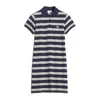 Maison Kitsuné Navy Baby Fox Patch Multi Stripes Polo Minidress In Neutral
