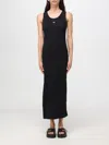 Maison Kitsuné Black Baby Fox Ribbed Tank Midi Dress In Schwarz
