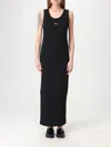 Maison Kitsuné Black Baby Fox Ribbed Tank Midi Dress In Schwarz