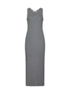Maison Kitsuné Fox-motif Ribbed Midi Dress In Medium Grey Melange