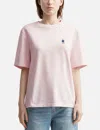 Maison Kitsuné Fox Motif Cotton T-shirt Embroidered Detail In Pink