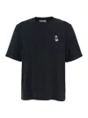 Maison Kitsuné Black T-shirt With Fox Head Patch In Cotton Woman In Black