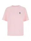 Maison Kitsuné Fox Motif Cotton T-shirt Embroidered Detail In Pink