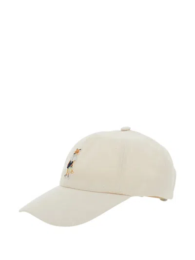 Maison Kitsuné Dressed Fox Cotton Baseball Cap In Neutral